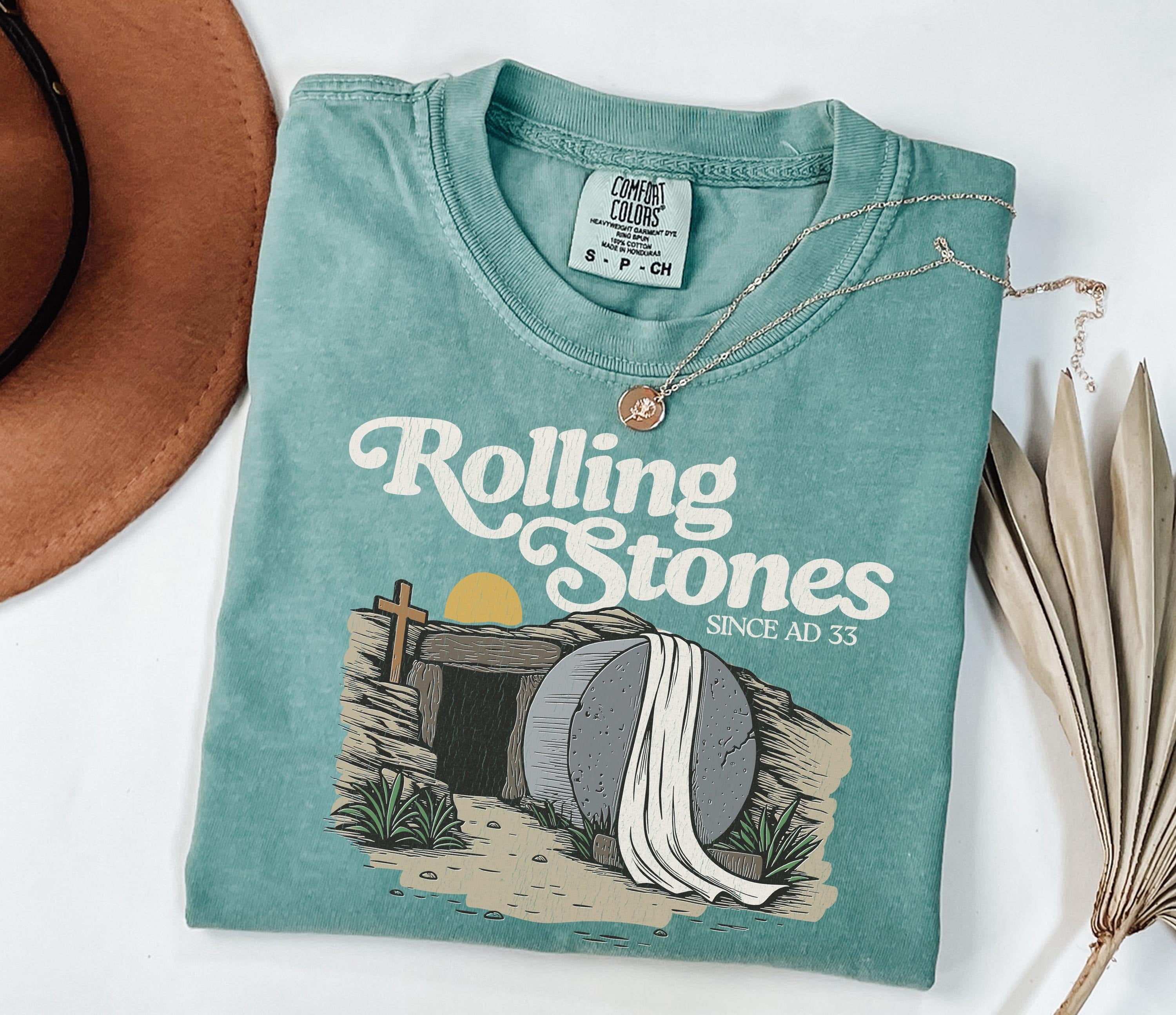 Comfort Colors Rolling Stones T-Shirt, Trendy Easter Clothing, Jesus Christ Shirt, Gift For Christian, Faith-Based Graphic Tee, Gift For Her